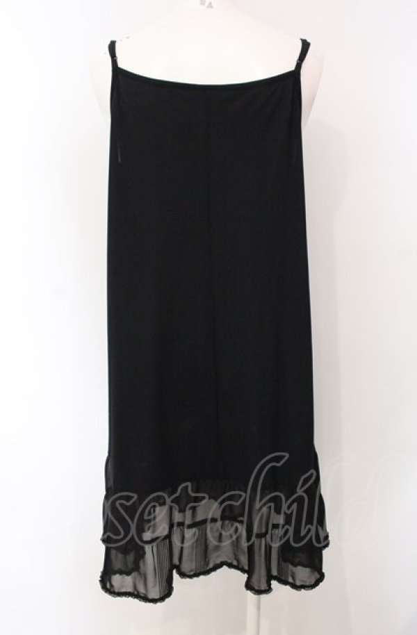 画像2: INGEBORG / 裾シフォンロングキャミソール 11号 クロ O-25-07-28-088-LO-TO-OW-ZI (2)