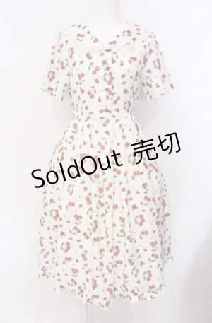 画像: axes femme / チェリーローズ柄セーラーワンピース F キナリ O-25-07-28-021-AX-OP-OW-OS