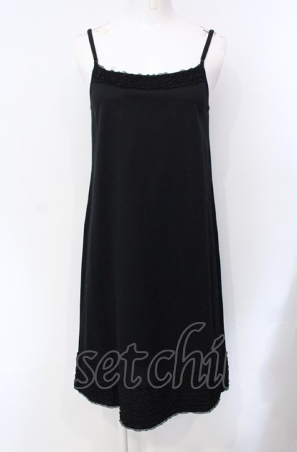 画像1: INGEBORG / ピコフリル使いロングキャミソール 9号 クロ O-25-07-29-006-LO-TO-OW-ZI (1)