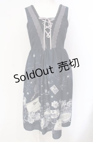 画像: axes femme / メッセージカードパネル柄ワンピース  ネイビー O-25-07-29-047-AX-OP-IG-OS