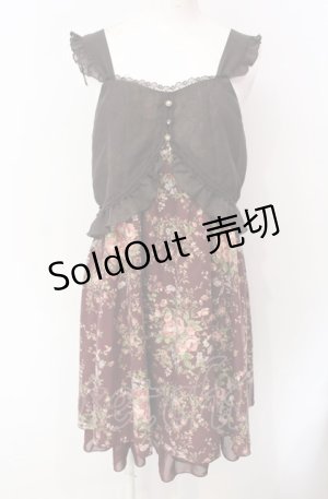 画像: axes femme / 花柄切替ワンピース  ワイン O-25-07-29-049-AX-OP-IG-OS