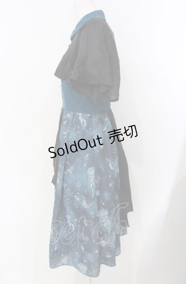 画像2: axes femme POETIQUE / ダークマリンバイカラーワンピース  グリーン×ブラック O-25-07-29-052-AX-OP-IG-OS (2)