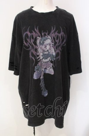 画像: TRAVAS TOKYO / ×kuuaイラスト半袖Tシャツ  ブラック O-25-07-29-055-PU-TS-IG-OS