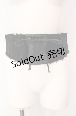 画像: MR / レースアップコルセットゴムベルト  クロ O-25-07-29-057-GO-ZA-IG-OS