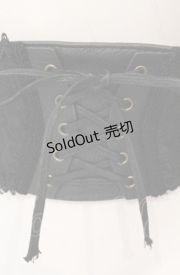 画像2: MR / レースアップコルセットゴムベルト  クロ O-25-07-29-057-GO-ZA-IG-OS (2)