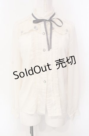 画像: axes femme POETIQUE / 巻き薔薇デザインフリルブラウス  オフ O-25-07-29-059-AX-BL-IG-OS