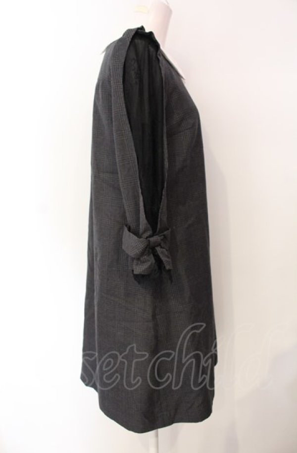 画像2: axes femme POETIQUE / グレンチェックショルダーレースワンピース M ダークグレー O-25-07-29-074-AX-OP-IG-OS (2)