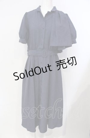 画像: axes femme / トレンチプリーツシャツワンピース  フネイビー×クロ O-25-07-29-079-AX-OP-IG-OS