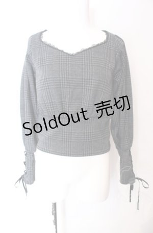 画像: axes femme POETIQUE / レースアップカフストップス  グレー O-25-07-29-082-AX-TO-IG-OS