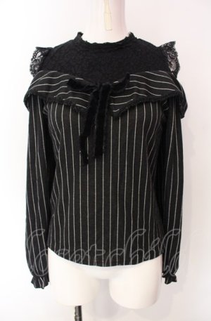 画像: axes femme POETIQUE / ストライプオフショルトップス M グレー O-25-07-29-083-AX-TO-IG-OS