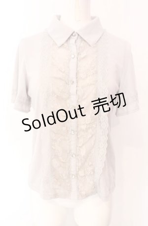 画像: axes femme / レース配色ブラウス風Tシャツ  グレー O-25-07-29-084-AX-TO-IG-OS