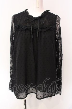画像: axes femme / ドットドビーシフォンブラウス  クロ O-25-07-29-089-AX-BL-IG-OS