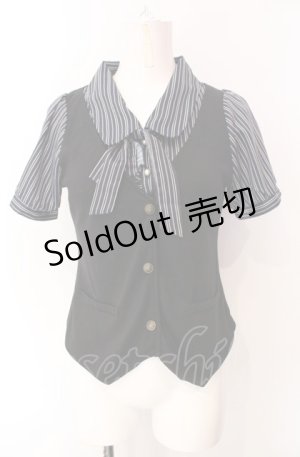 画像: axes femme / ストライプブラウス風プルオーバー  クロ×ネイビー O-25-07-29-101-AX-TO-IG-OS