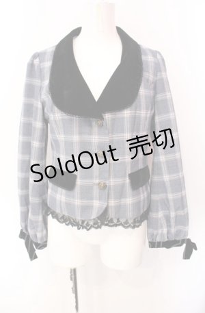 画像: axes femme POETIQUE / ボリューム袖ジャケット  ブルー×クロ O-25-07-29-104-AX-JA-IG-OS