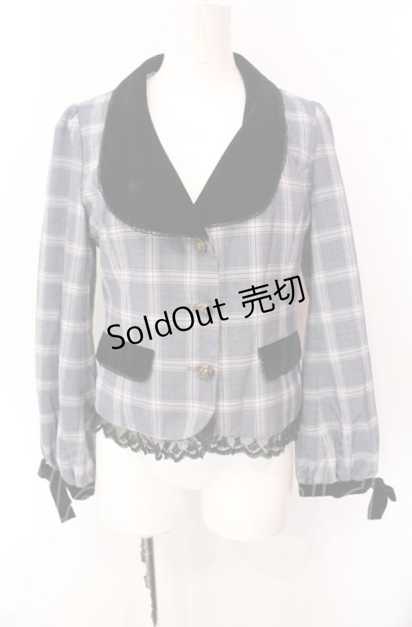 画像1: axes femme POETIQUE / ボリューム袖ジャケット  ブルー×クロ O-25-07-29-104-AX-JA-IG-OS (1)