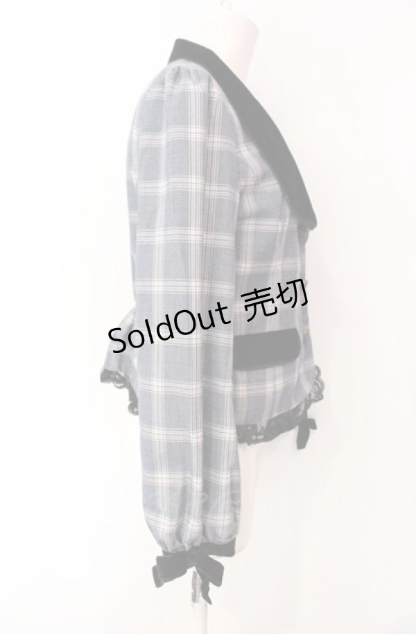 画像2: axes femme POETIQUE / ボリューム袖ジャケット  ブルー×クロ O-25-07-29-104-AX-JA-IG-OS (2)