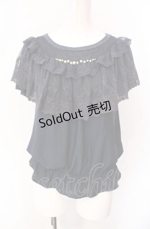 画像1: axes femme / ロマンティックレースプルオーバー  ネイビー O-25-07-29-107-AX-TO-IG-ZT506 (1)