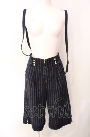 画像: axes femme POETIQUE / サス付きハーフワイドパンツ M< ネイビー O-25-07-29-118-AX-PA-IG-OS