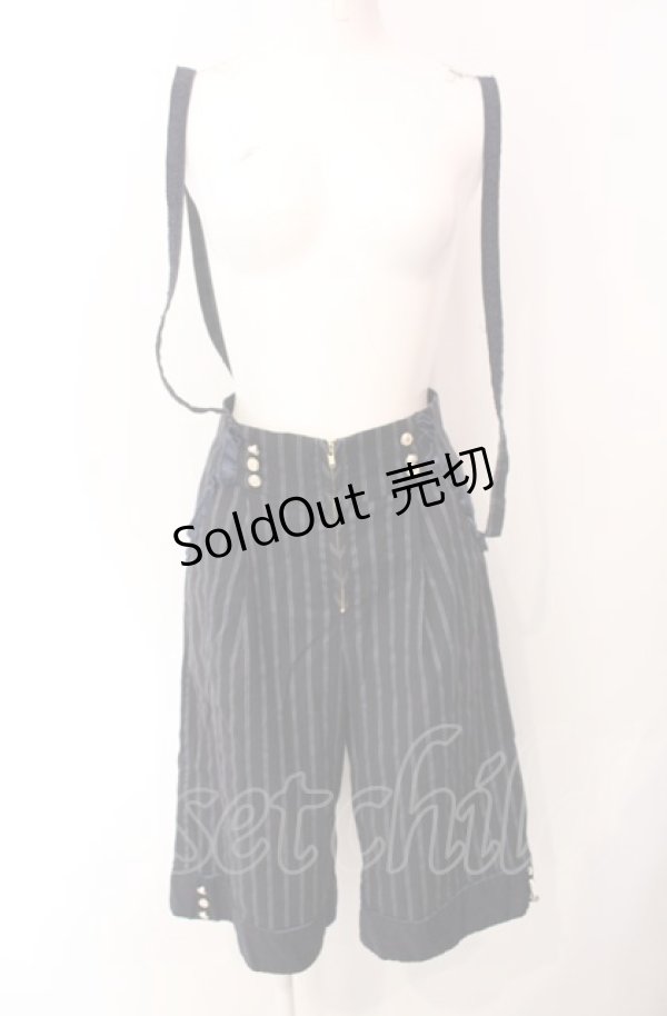 画像1: axes femme POETIQUE / サス付きハーフワイドパンツ M< ネイビー O-25-07-29-118-AX-PA-IG-OS (1)
