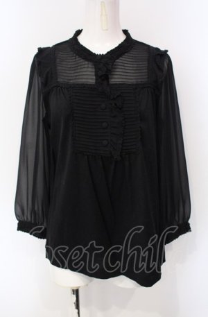 画像: INGEBORG / シフォン切り替えプルブラウス 9号 クロ O-25-07-29-018-LO-BL-OW-OS