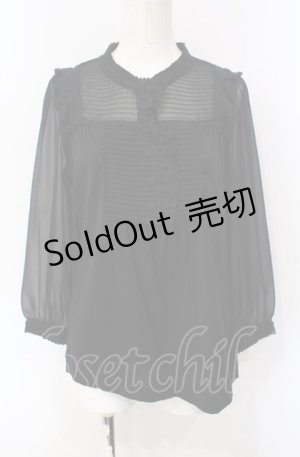 画像: INGEBORG / シフォン切り替えプルブラウス 9号 クロ O-25-07-29-018-LO-BL-OW-OS