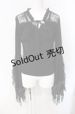 画像: Qutie Frash / カップ入り蜘蛛の巣レースカットソー【旧タグ】  ブラック O-25-07-29-027-QU-TO-IG-OS