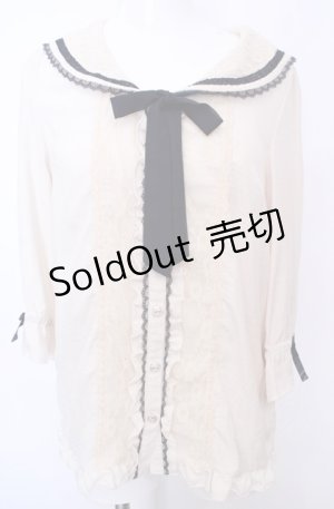画像: axes femme / セーラーカラーブラウス M キナリ×ネイビー O-25-07-31-034-AX-TO-OW-OS