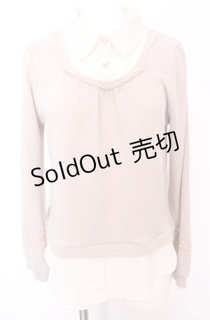 画像: axes femme / ブローチ付レイヤードプルオーバー M キナリ×ベージュ O-25-07-31-035-AX-TO-OW-OS