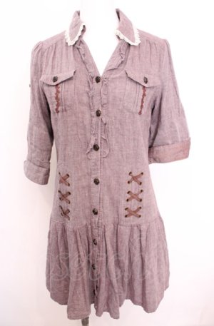 画像: axes femme / ロールアップシャツワンピース M ラベンダー O-25-07-31-036-AX-OP-OW-OS