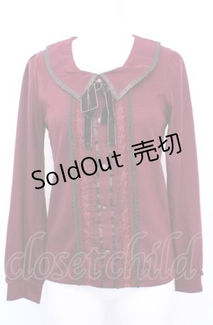 画像: axes femme / パイピングカラーブラウス風プルオーバー M ワイン O-25-07-31-042-AX-TO-OW-OS