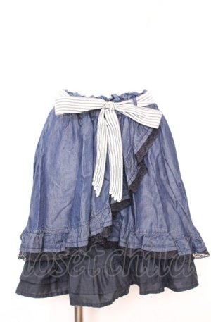 画像: axes femme / デニム調フリル重ねスカート M インディゴ O-25-07-31-049-AX-SK-OW-OS