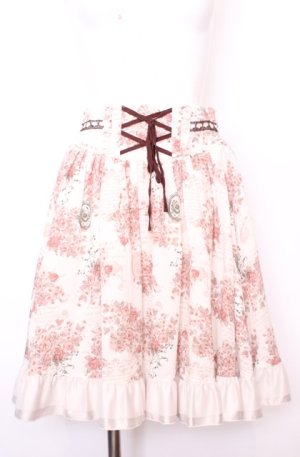 画像: axes femme / メッセージ×花柄スカート M キナリ×ピンク O-25-07-31-052-AX-SK-OW-OS