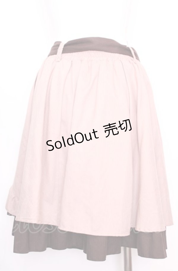 画像2: axes femme / バイカラーフリルスカート M ピンク×ブラウン O-25-07-31-053-AX-SK-OW-OS (2)