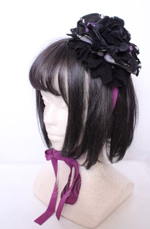 画像: ALICE and the PIRATES / Melty Mermaid Princess柄丸型ヘッドドレス  クロ×パープル O-25-07-31-1100-PA-AC-OW-OS