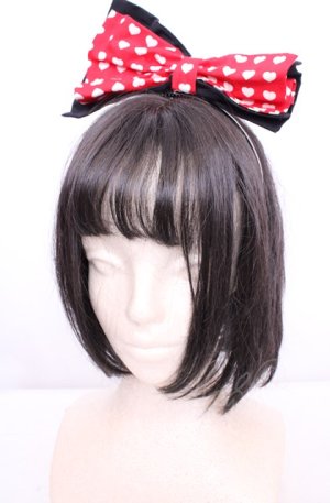 画像: Dangerous nude / ハートハートリボンカチューシャ  レッド×ホワイト×ブラック O-25-07-31-1104-PU-BG-OW-OS