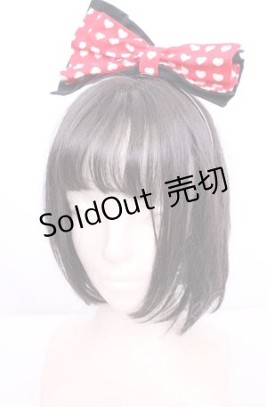画像: Dangerous nude / ハートハートリボンカチューシャ  レッド×ホワイト×ブラック O-25-07-31-1104-PU-BG-OW-ZT208-F004