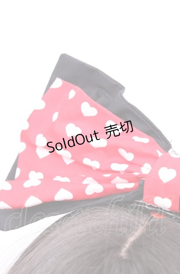 画像2: Dangerous nude / ハートハートリボンカチューシャ  レッド×ホワイト×ブラック O-25-07-31-1104-PU-BG-OW-ZT208-F004 (2)
