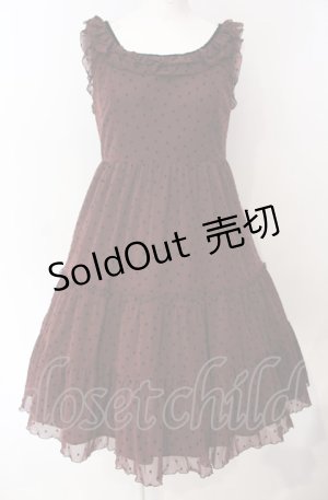 画像: Emily Temple cute / ドットフロッキーノースリーブワンピース  ワイン O-25-07-31-1127-ET-OP-OW-OS