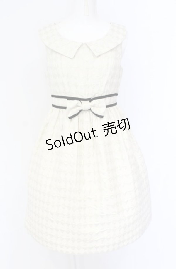 画像1: Emily Temple cute / ダイヤ柄ラメジャガードドレス  アイボリー O-25-07-31-1139-ET-OP-OW-OS (1)