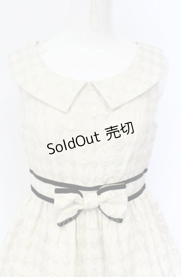 画像2: Emily Temple cute / ダイヤ柄ラメジャガードドレス  アイボリー O-25-07-31-1139-ET-OP-OW-OS (2)