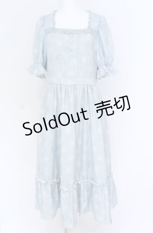 画像: m petit by misako / NINA'S 花柄スクエアネックワンピース LL サックス O-25-07-31-1149-LO-OP-OW-OS