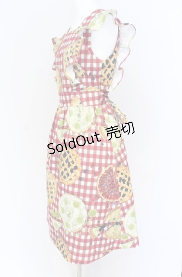 画像2: MILK / タルトエプロンドレス  アカ O-25-07-31-1156-ML-OP-OW-OS (2)