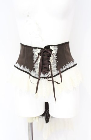 画像: Enchantlic Enchantilly / チュールレースリボンコルセット  ブラウン×アイボリー O-25-07-31-1165-LO-TO-OW-OS