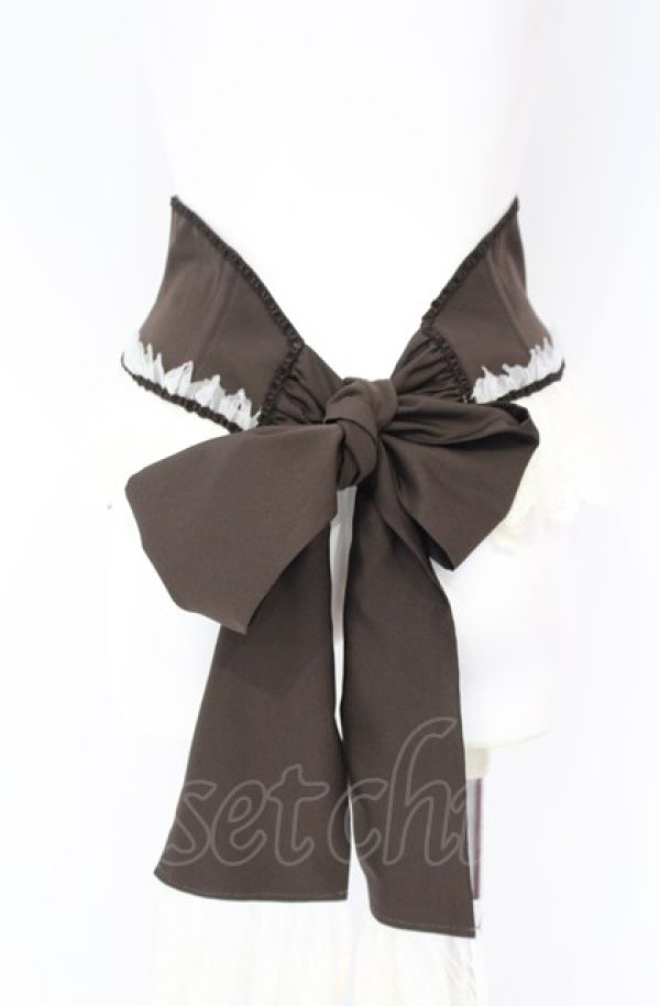 画像2: Enchantlic Enchantilly / チュールレースリボンコルセット  ブラウン×アイボリー O-25-07-31-1165-LO-TO-OW-OS (2)