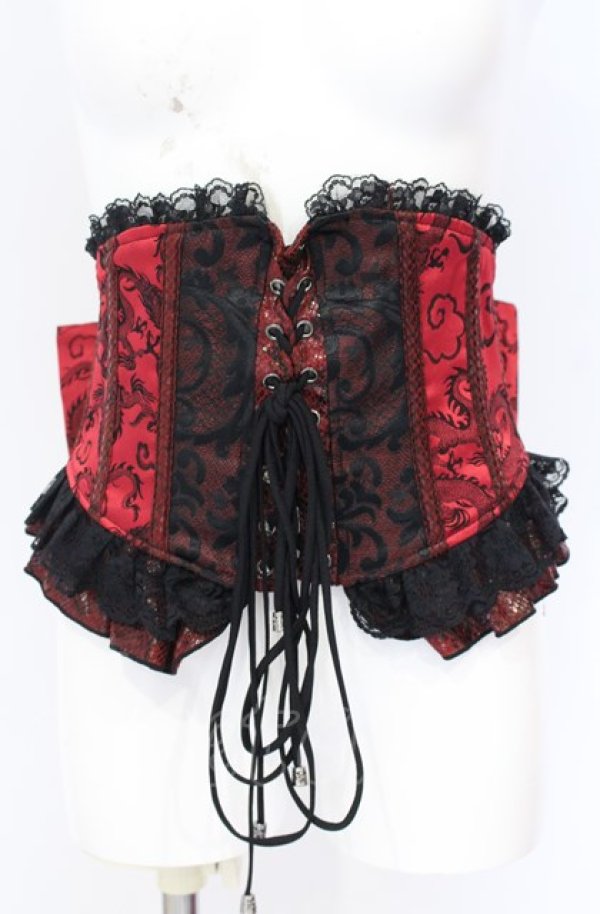 画像2: Qutie Frash / リボン帯コルセット  レッド O-25-07-31-1169-QU-ZA-OW-OS (2)