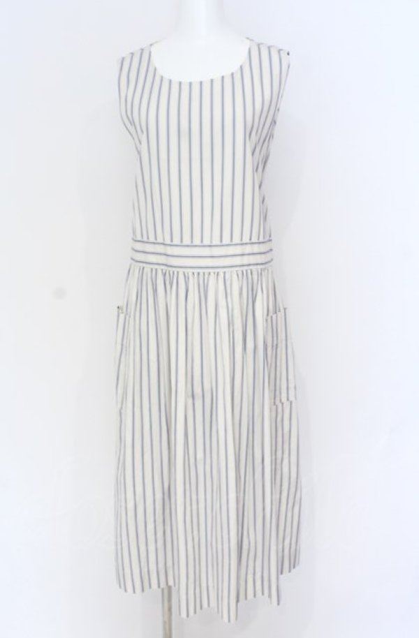 画像1: Jane Marple / Satin stripe apron dress ドレス M オフ O-25-07-31-1175-JM-OP-IG-OS (1)