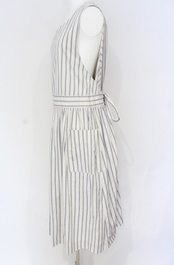 画像2: Jane Marple / Satin stripe apron dress ドレス M オフ O-25-07-31-1175-JM-OP-IG-OS (2)