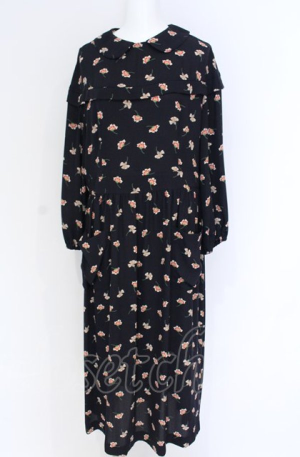 画像2: Jane Marple Dans Le Salon / Floating flowers afternoon dress ドレス M ネイビー O-25-07-31-1176-JM-OP-IG-OS (2)