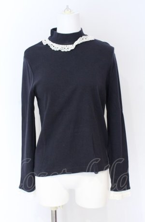画像: Jane Marple / Royal-fraise lace-trim pullover M ネイビー O-25-07-31-1181-JM-OP-IG-OS