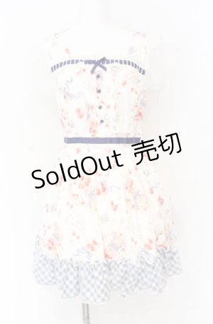 画像: LIZ LISA / ストロベリーボンボン柄ワンピース  シロ×アオ O-25-07-31-1095-LO-OP-OW-OS